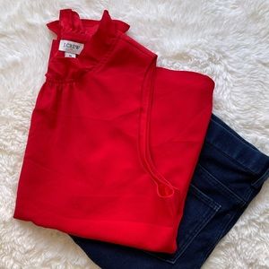 J. Crew Ruffle-neck Top Blouse Size M
